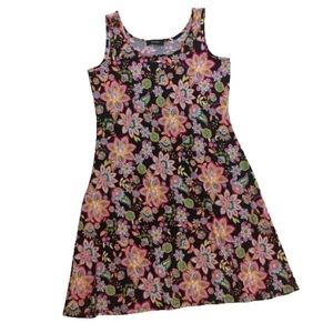 Mandee Black Floral Print 90’s Style Skater Dress